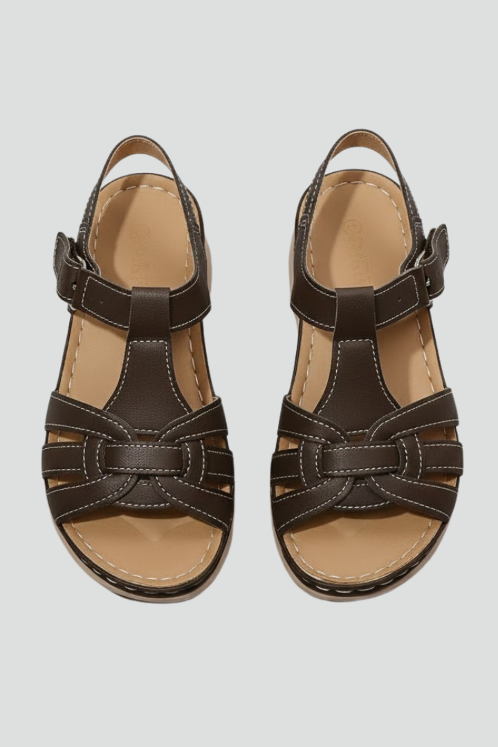 Franziska | Damen Retro-Riemchensandalen mit Schnallenverschluss