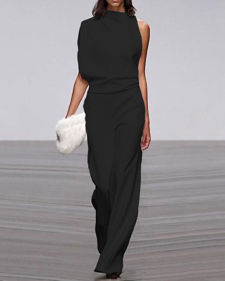 Jumpsuit Damen ein-Schulter weites Bein