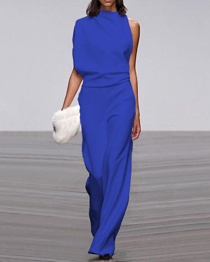 Jumpsuit Damen ein-Schulter weites Bein