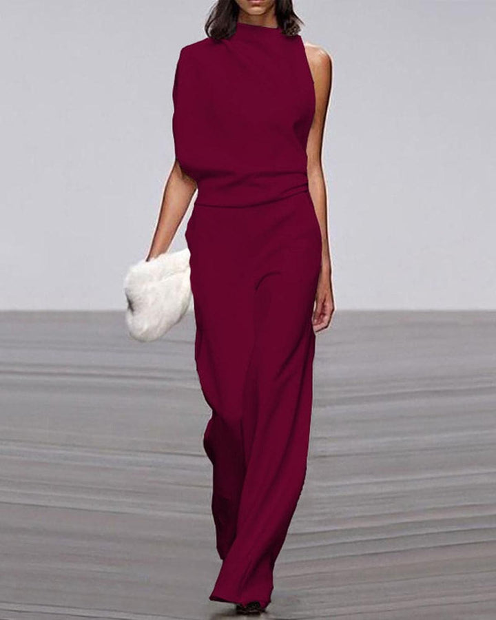 Jumpsuit Damen ein-Schulter weites Bein