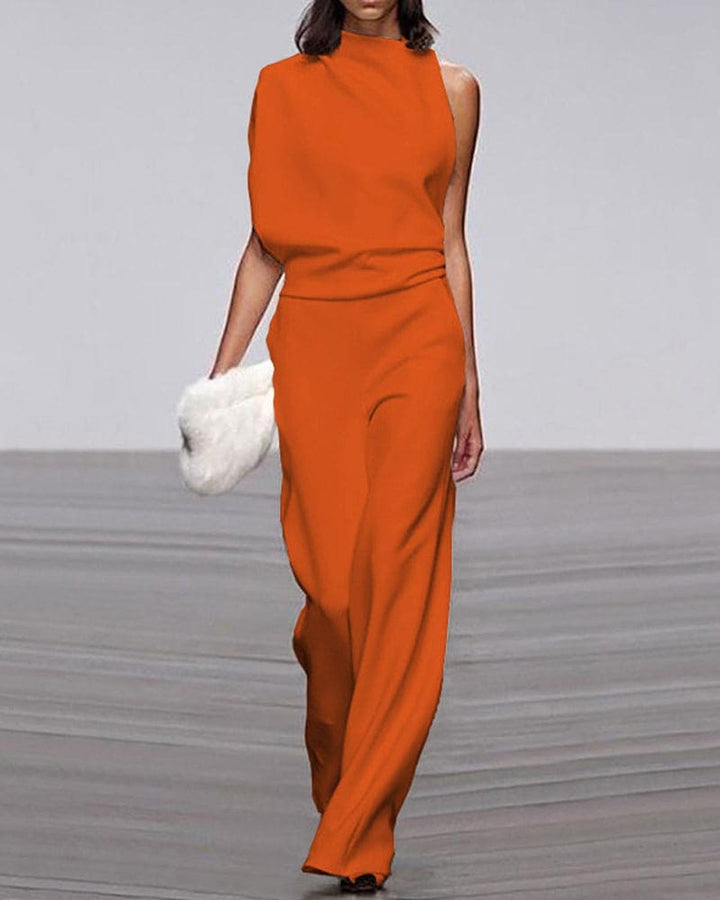 Jumpsuit Damen ein-Schulter weites Bein