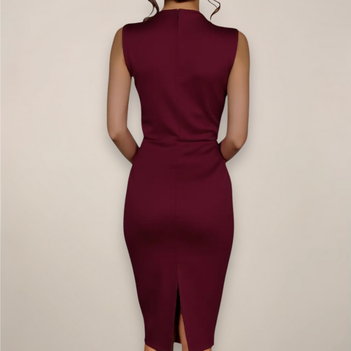 Nadine | Damen Ärmelloses High-Neck Midikleid