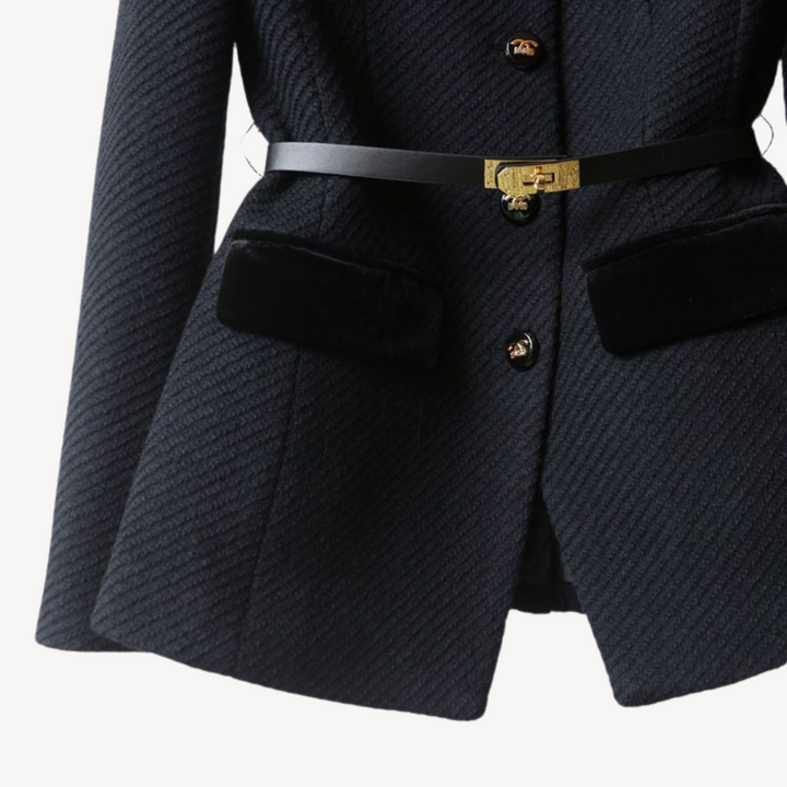 Sarah | Damen Maßgeschneiderter Blazer mit Gürtel und Knopfverschluss