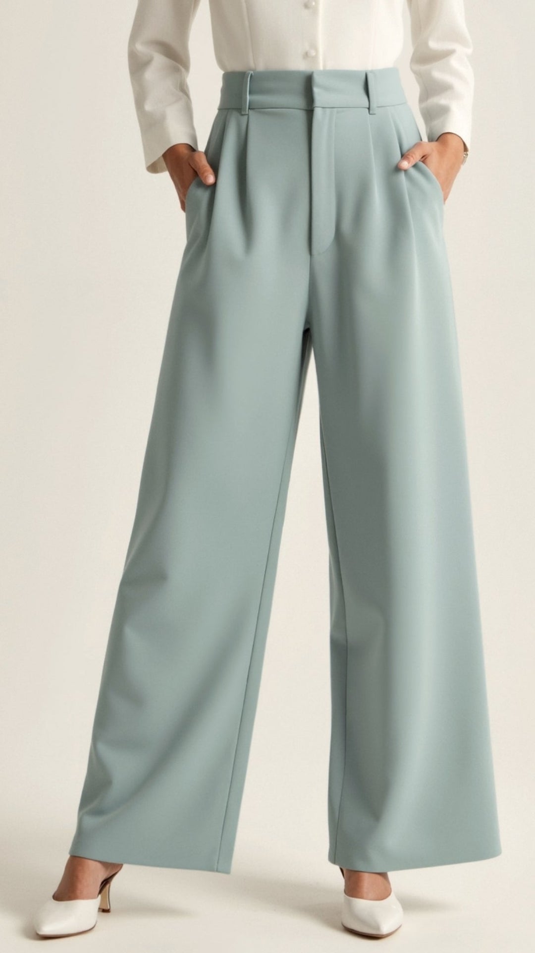 Barbara | Damen Weitbeinige Hose mit Hoher Taille