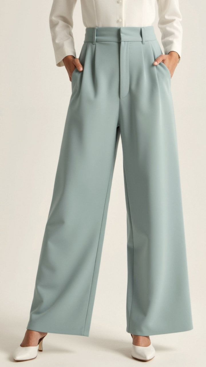 Barbara | Damen Weitbeinige Hose mit Hoher Taille