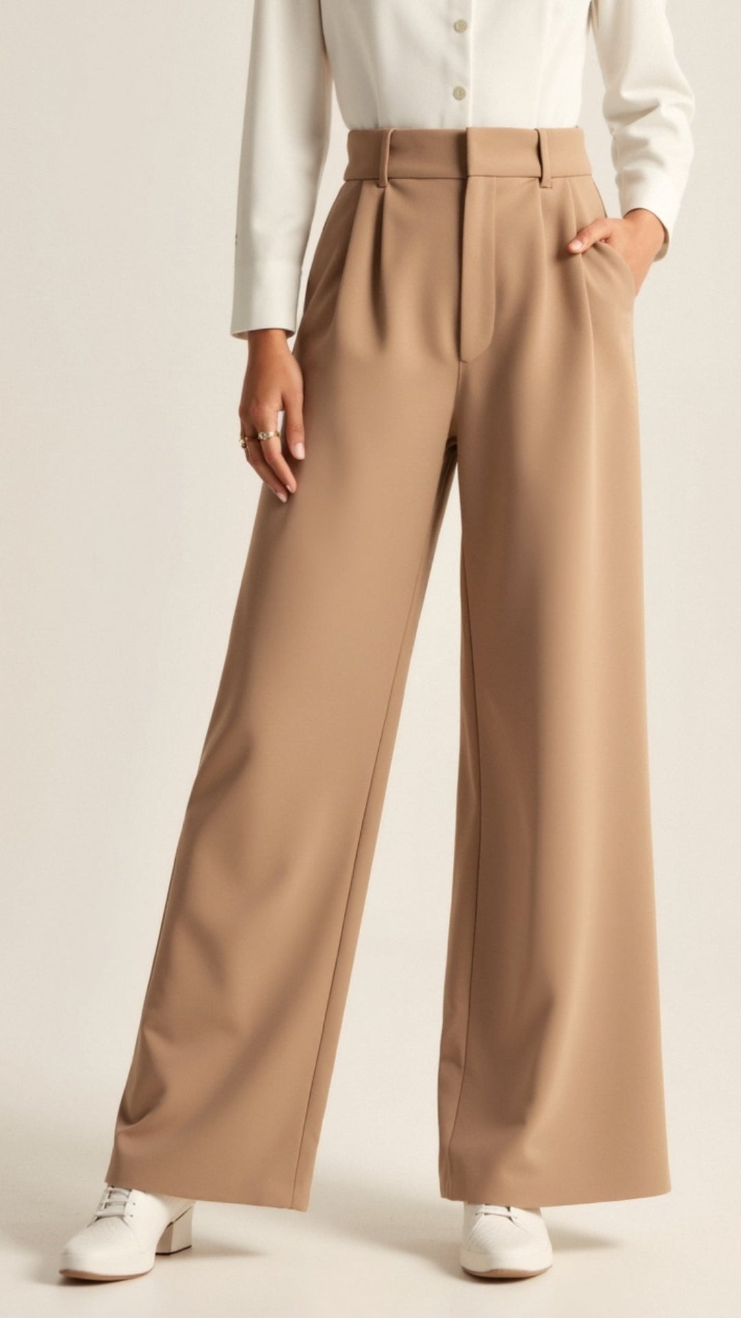 Barbara | Damen Weitbeinige Hose mit Hoher Taille
