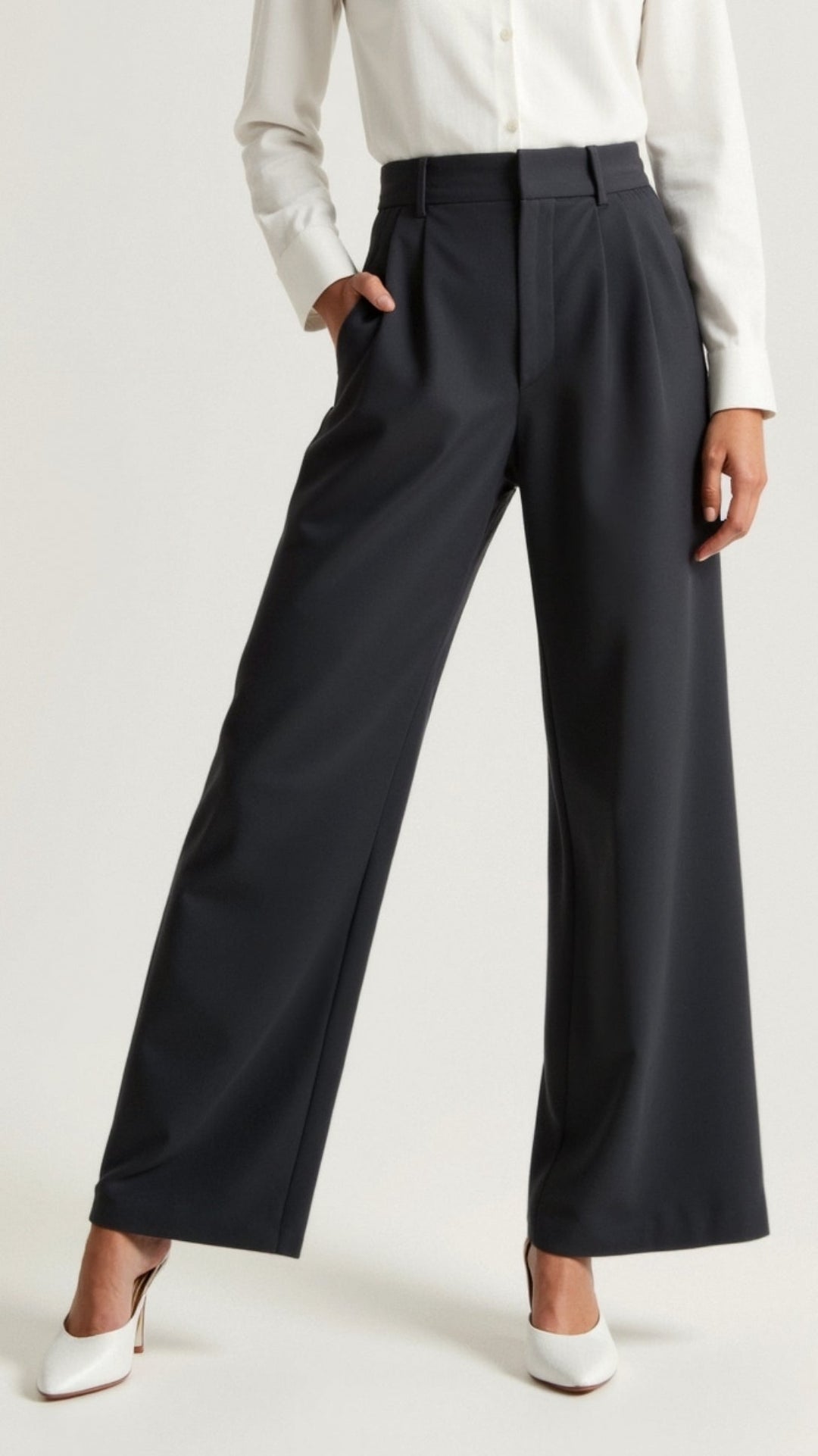 Barbara | Damen Weitbeinige Hose mit Hoher Taille