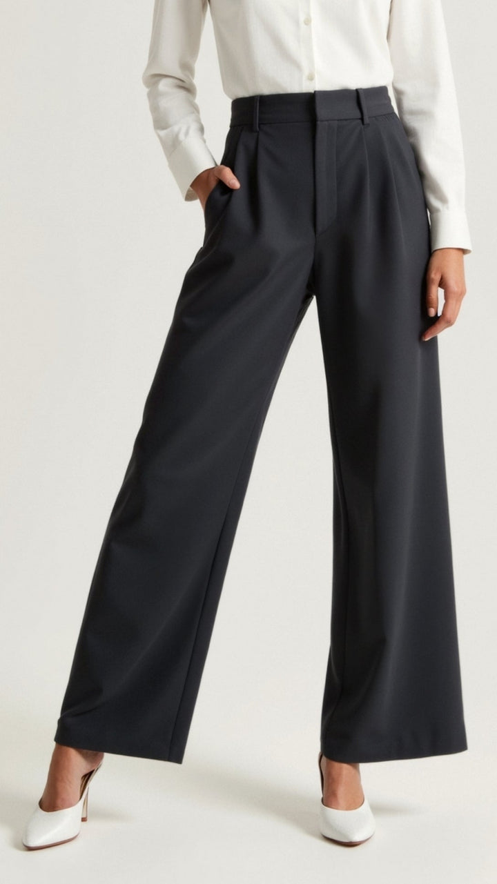 Barbara | Damen Weitbeinige Hose mit Hoher Taille