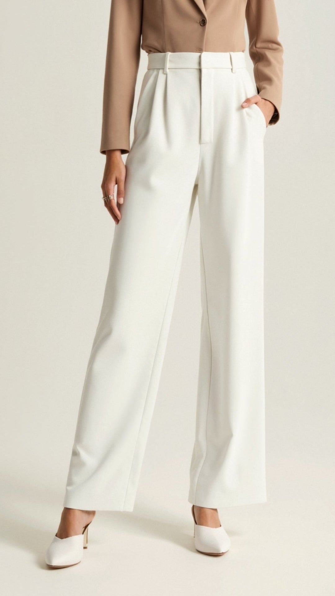 Barbara | Damen Weitbeinige Hose mit Hoher Taille