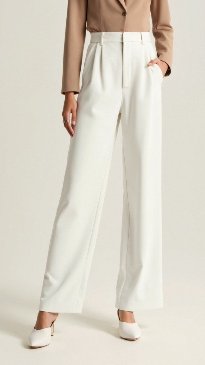 Barbara | Damen Weitbeinige Hose mit Hoher Taille
