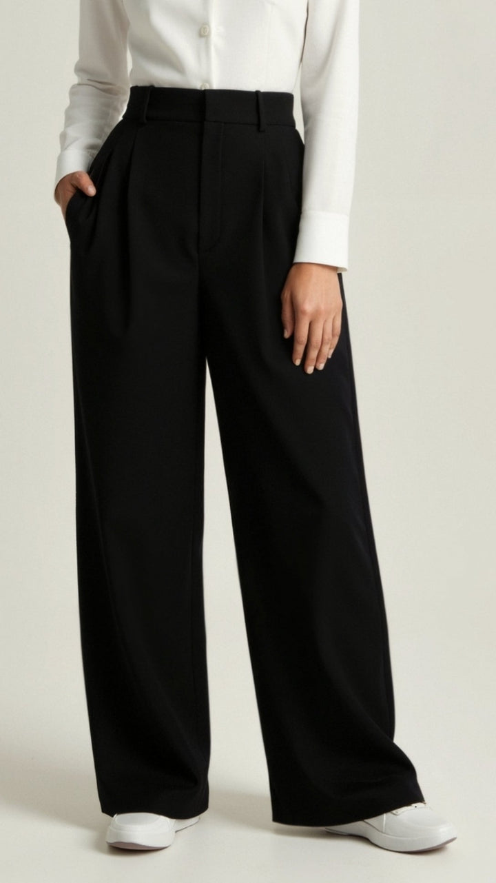 Barbara | Damen Weitbeinige Hose mit Hoher Taille