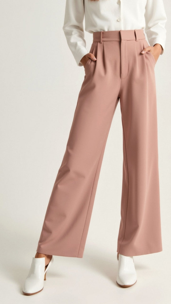 Barbara | Damen Weitbeinige Hose mit Hoher Taille
