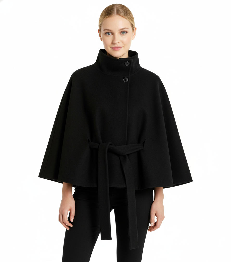 Elfriede | Damen Winter Mantel Mit Hohem Kragen Und Gürtel