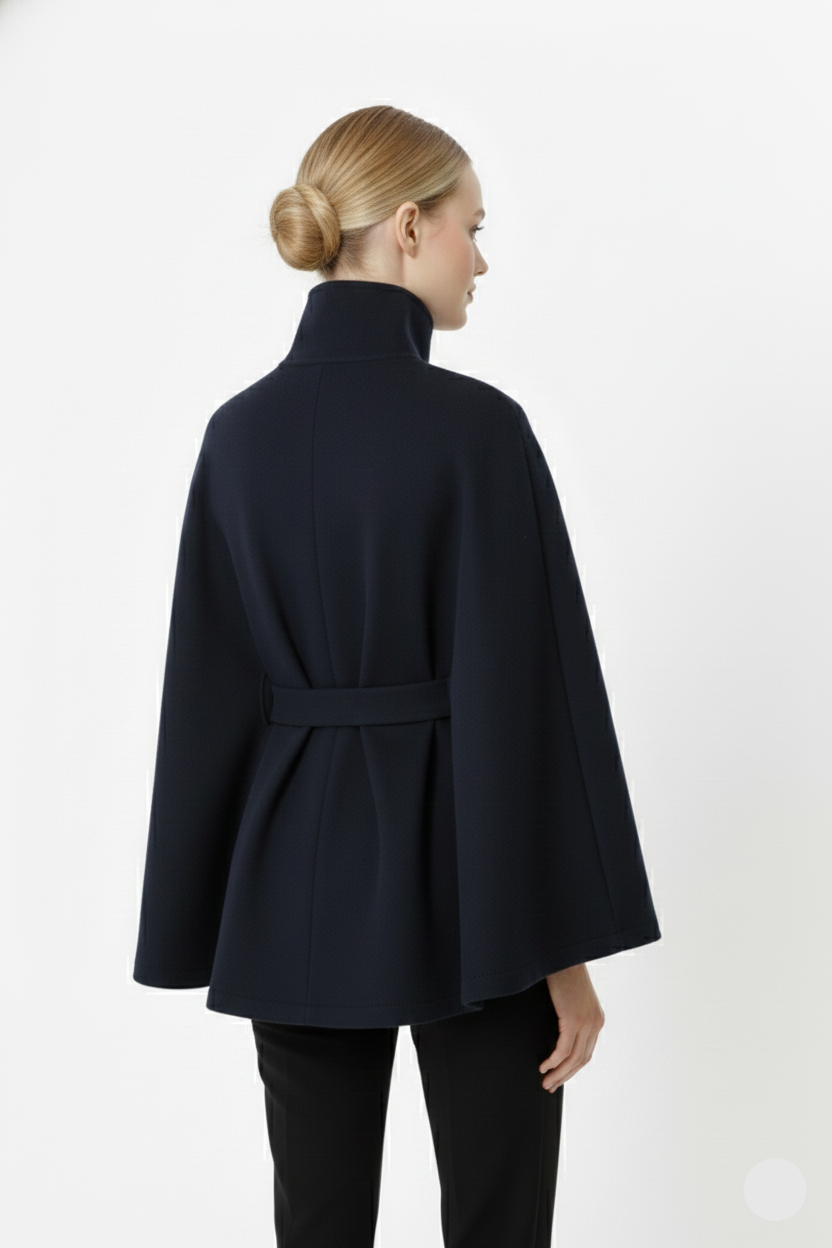 Elfriede | Damen Winter Mantel Mit Hohem Kragen Und Gürtel