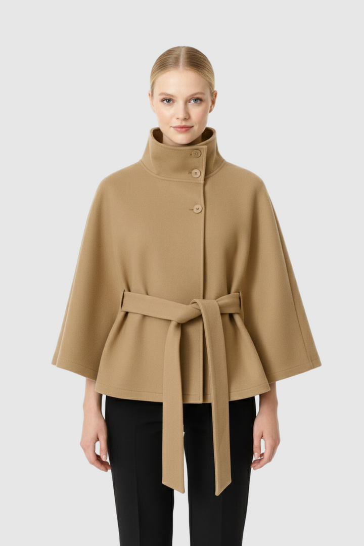 Elfriede | Damen Winter Mantel Mit Hohem Kragen Und Gürtel