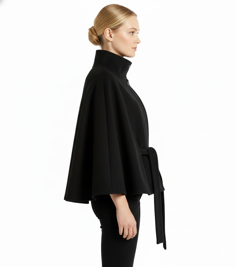 Elfriede | Damen Winter Mantel Mit Hohem Kragen Und Gürtel