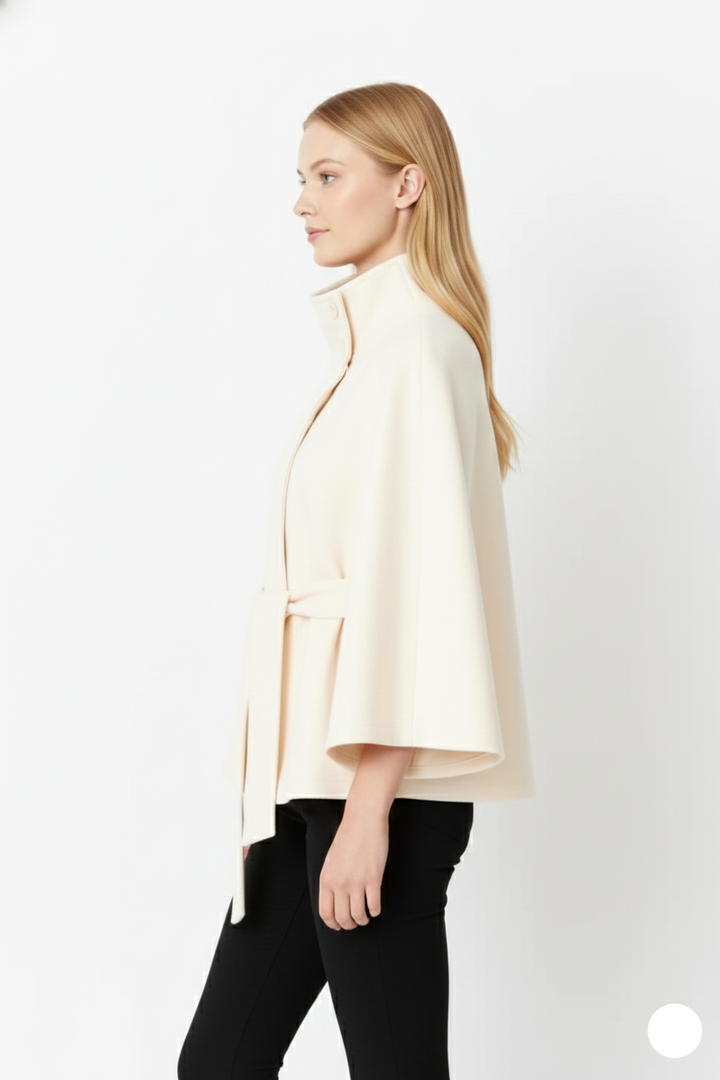 Elfriede | Damen Winter Mantel Mit Hohem Kragen Und Gürtel