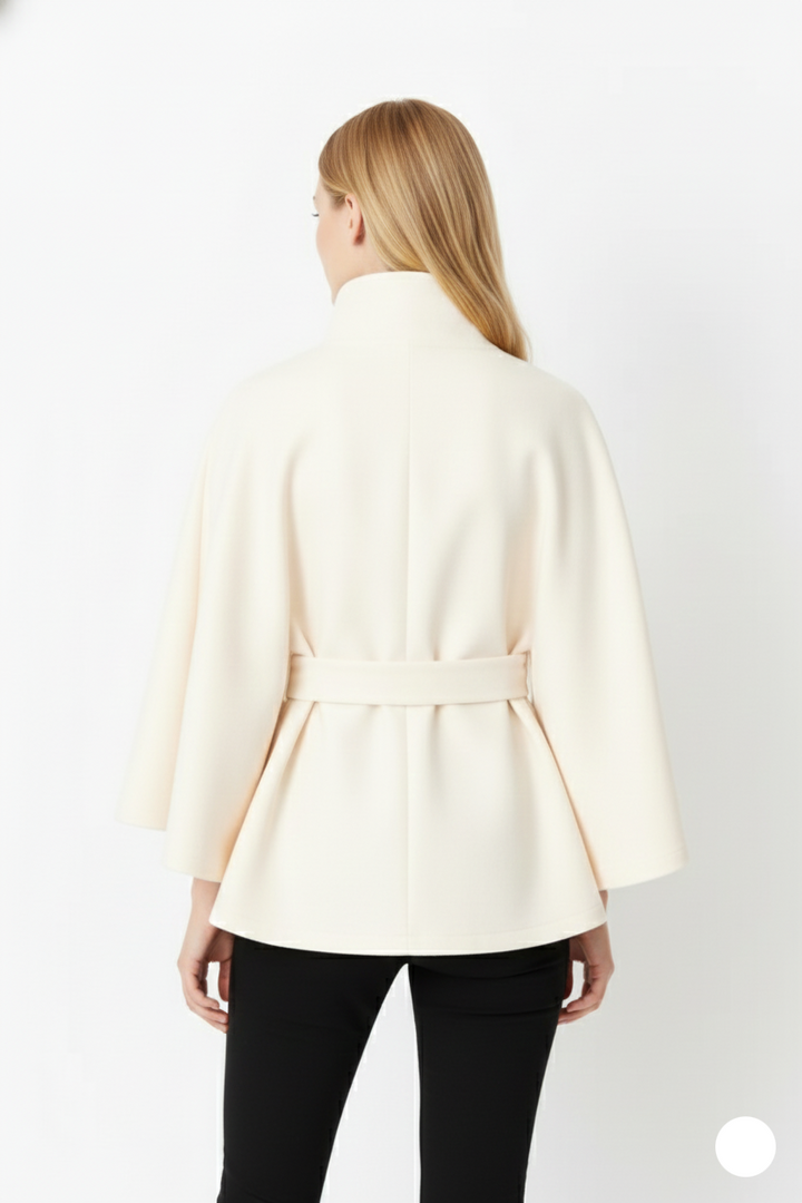 Elfriede | Damen Winter Mantel Mit Hohem Kragen Und Gürtel