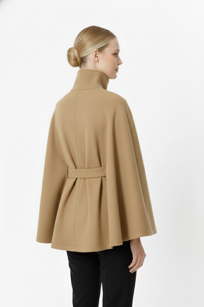 Elfriede | Damen Winter Mantel Mit Hohem Kragen Und Gürtel