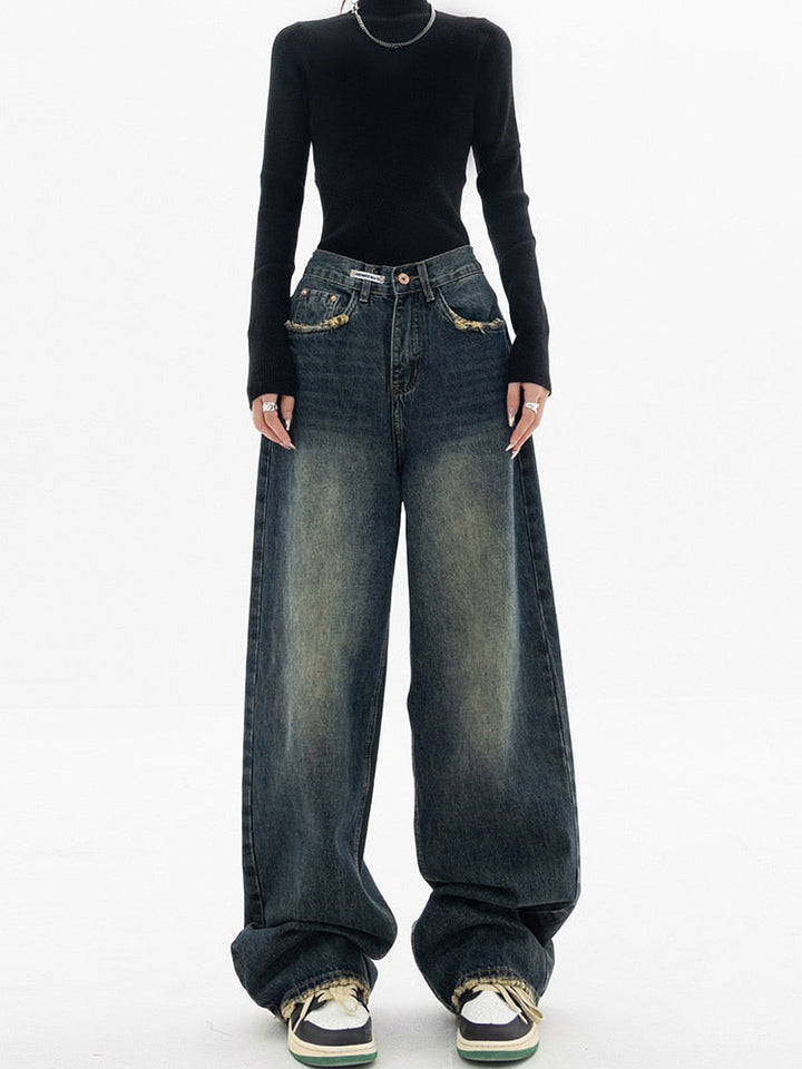 Y2K Jeans - damen vintage Straßenkleidung koreanische baggy-jeans
