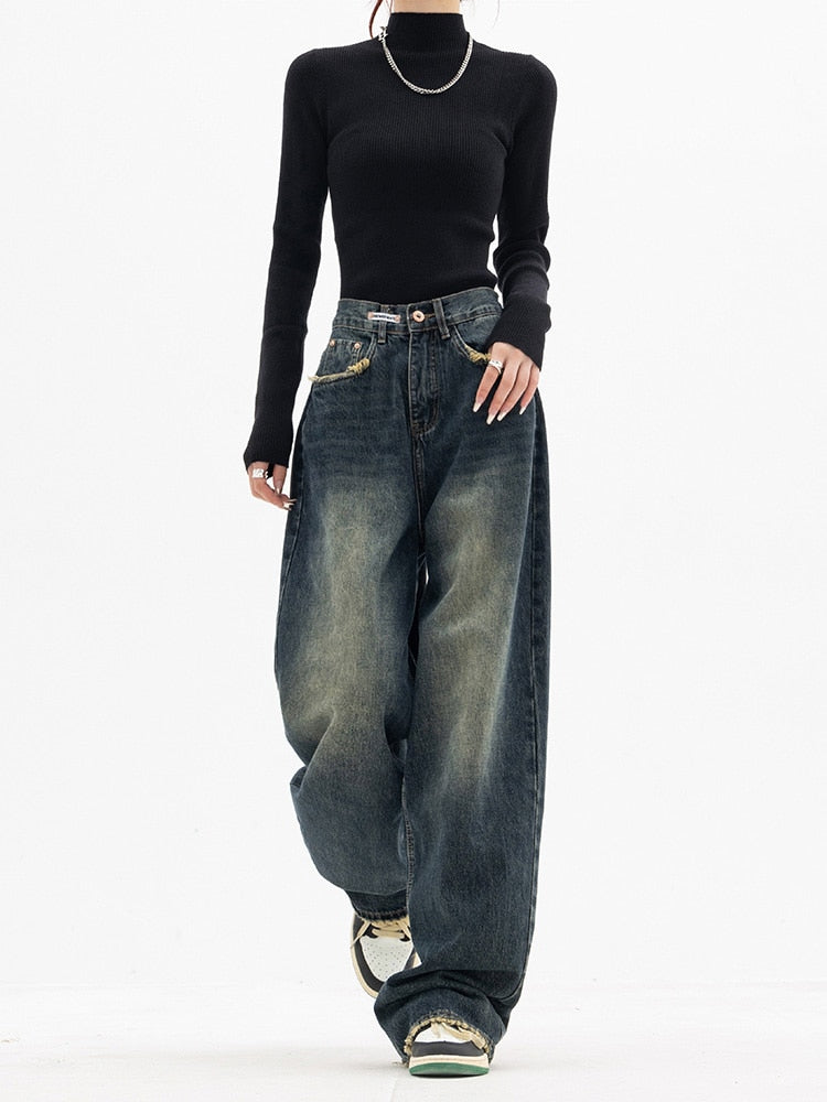 Y2K Jeans - damen vintage Straßenkleidung koreanische baggy-jeans