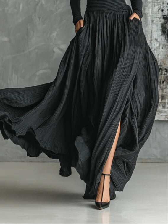 Damen-Set: Rollkragenpullover und Plisseerock