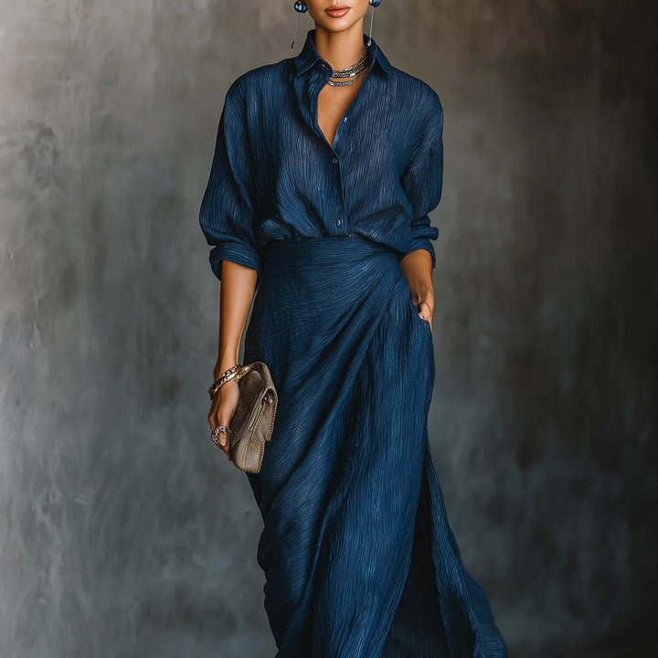 Damen-Zweiteiler: Bluse und Rock aus Leinenmischung