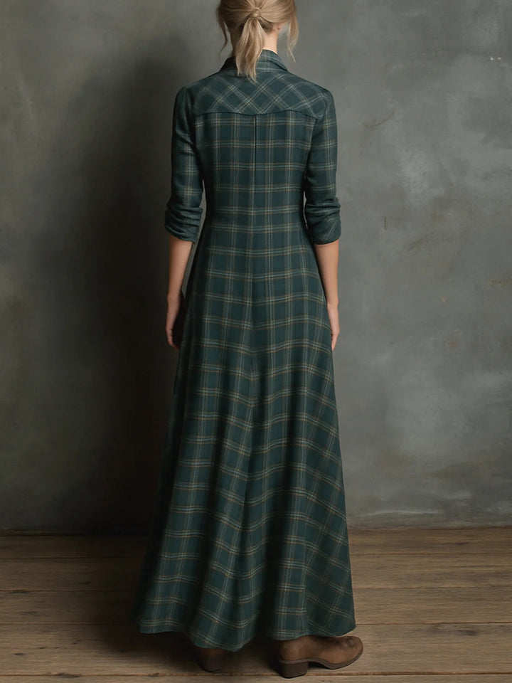 Maxikleid für Damen im Karomuster – Lässiger Stil mit Knöpfen
