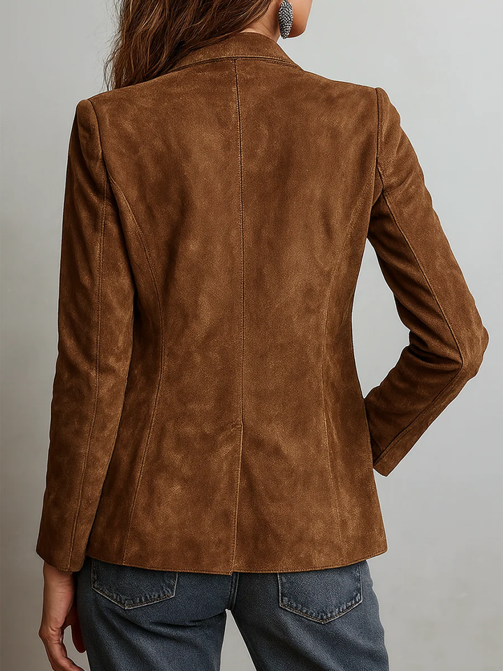 Damen-Wildlederjacke im Vintage-Stil mit Revers