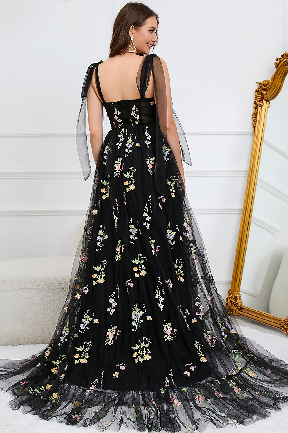 Damen Elegante Blumen Maxi Kleid