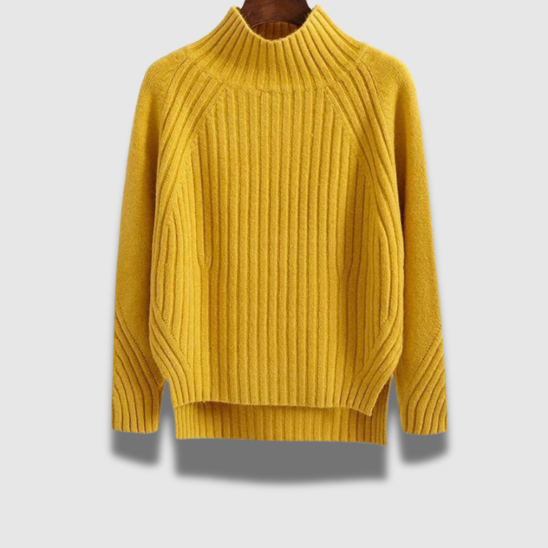 Maglione Dolcevita Donna a Coste Morbido Caldo
