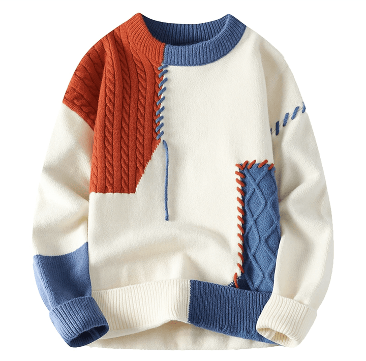 Anton | Herren Trendiger Pullover mit Patch-Design