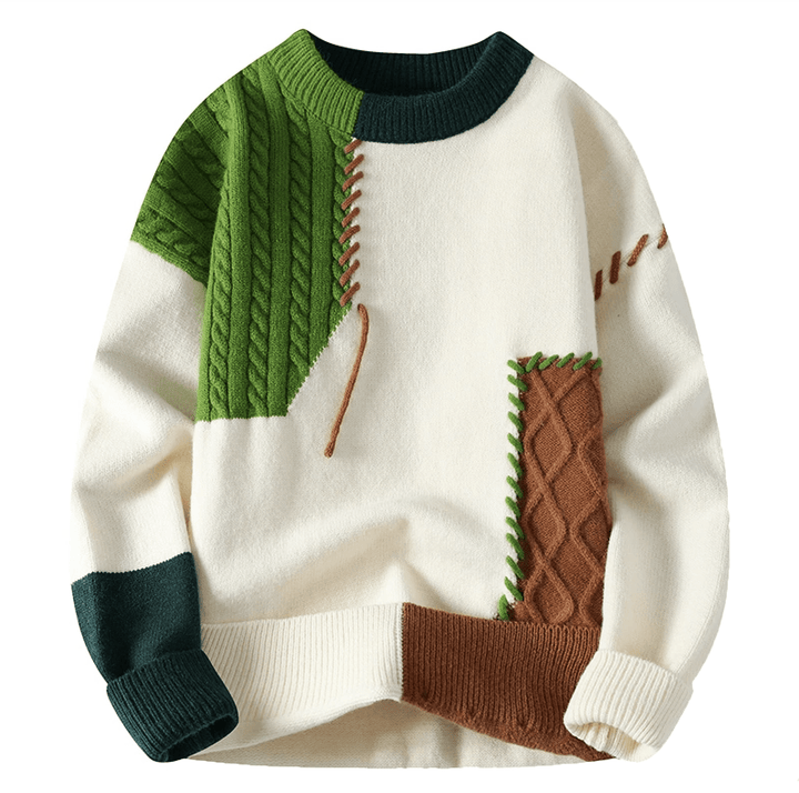Anton | Herren Trendiger Pullover mit Patch-Design