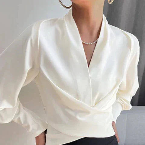 Bluse Damen mit Puffärmeln und V-Ausschnitt – elegante Schnittform