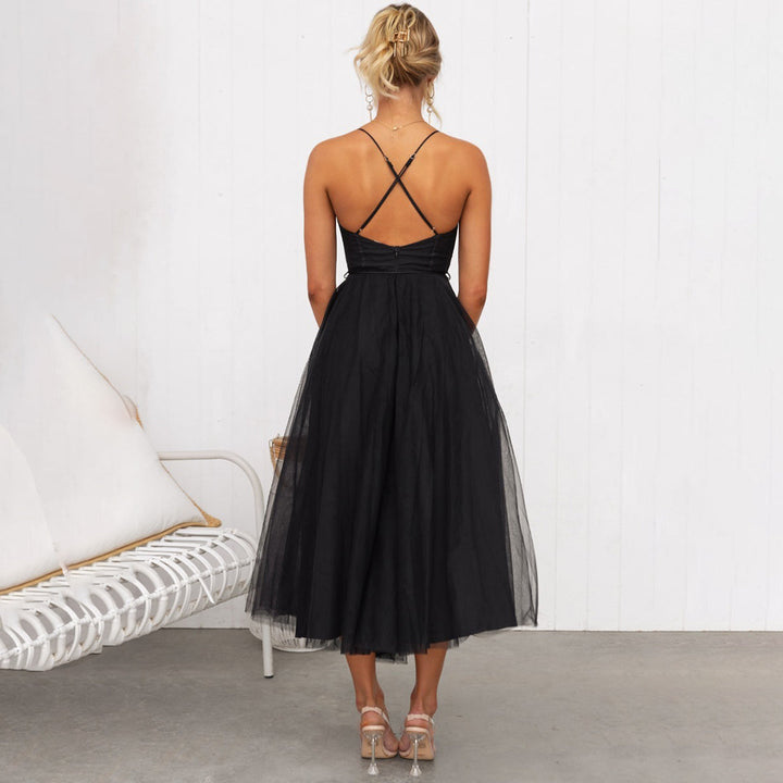 Roseanne – Langes Maxikleid schulterfrei aus Netz
