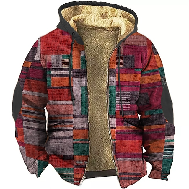 Zip Hoodie Herren | Hoodie Herren mit Reißverschluss | Patchwork-Look & Wärmendes Futter