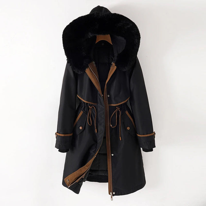 Hanna | Damen Warme, lange Jacke mit Kapuze