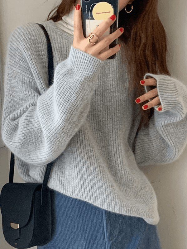 Zoey - Unifarbener Pullover mit Rundhalsausschnitt