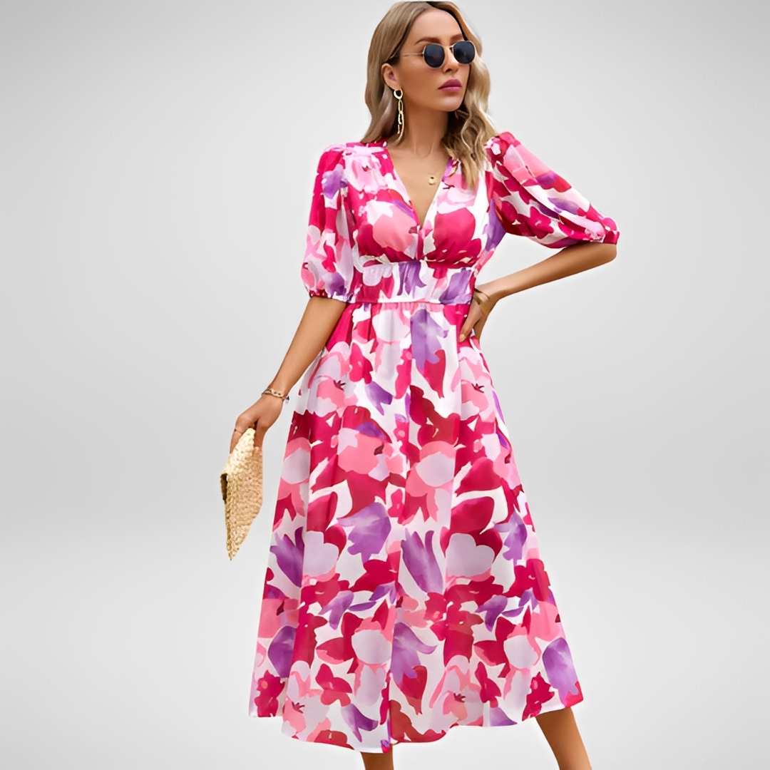Airis - Elegantes Sommerkleid mit V-Ausschnitt für Frauen