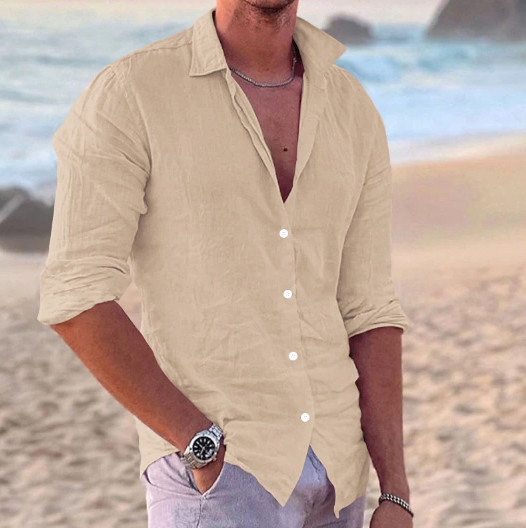 Fabian – Stylish linen long-sleeved shirt for Men - Image 5