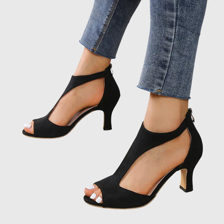 Jana | Damen Cut-Out Peep-Toe Absatz Sandalen