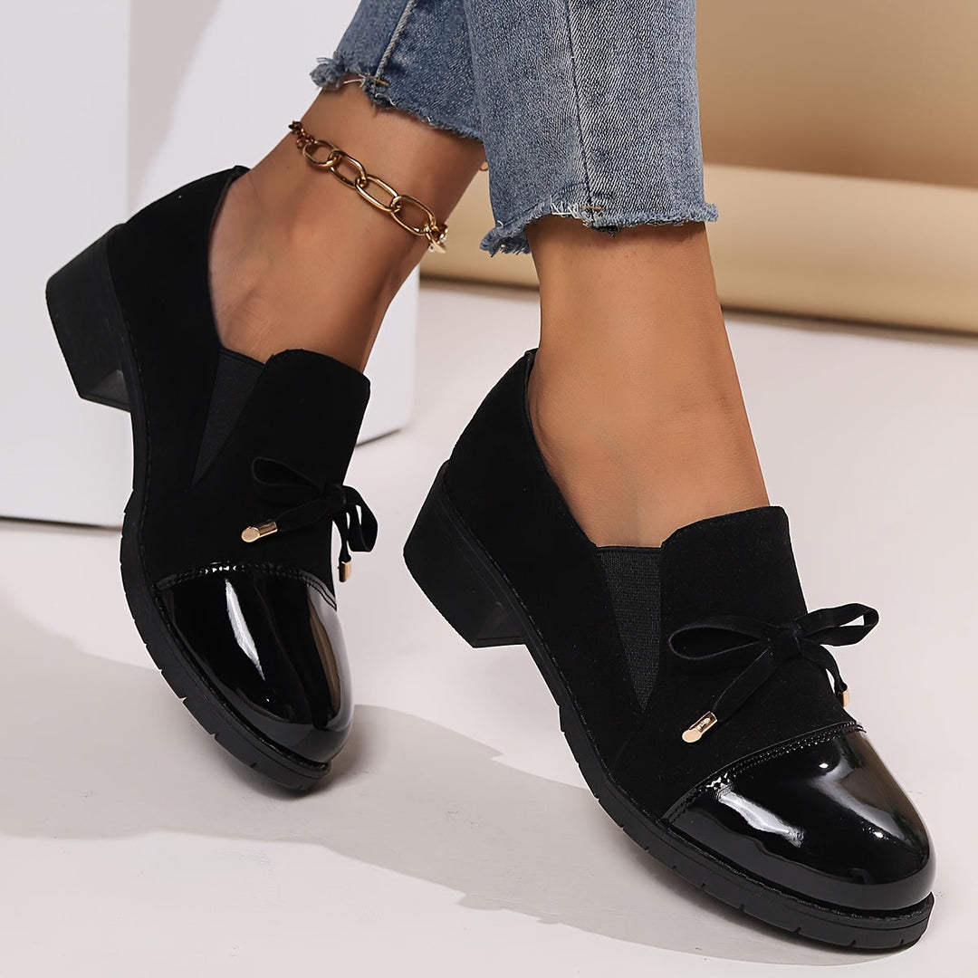 Damen Loafers mit Schleife Blockabsatz