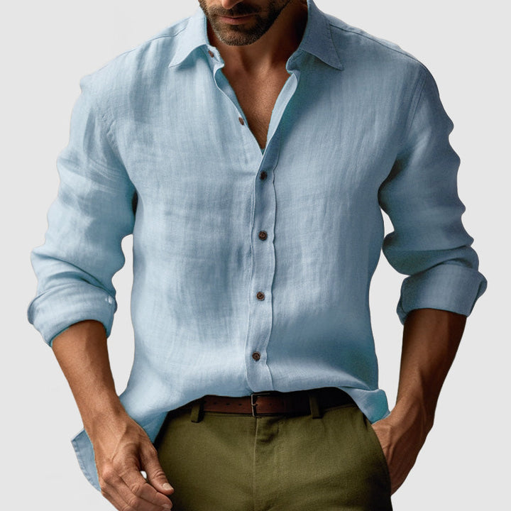 Dennis – Vintage Long Sleeve Linen Shirt for Men - Image 5