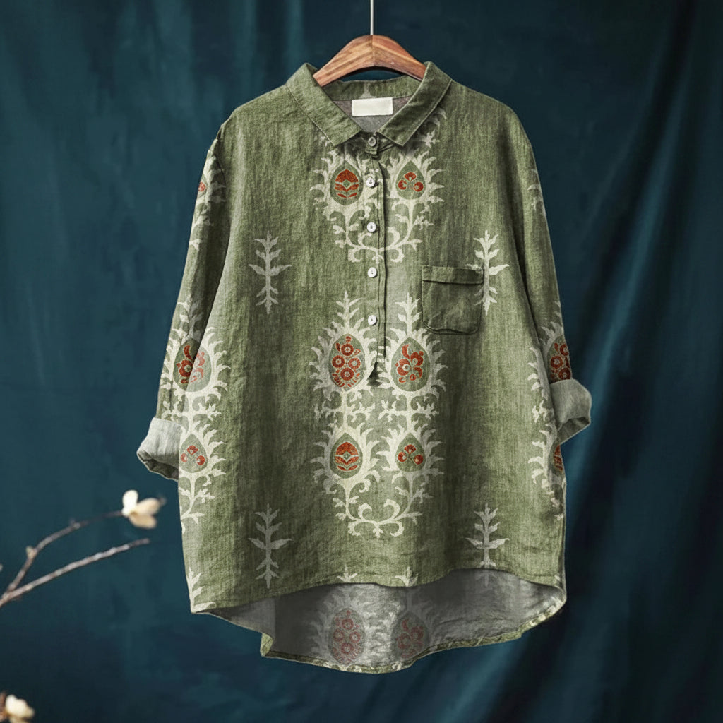 Amita | Vintage-Bluse mit Blumenmuster – Bluse Damen