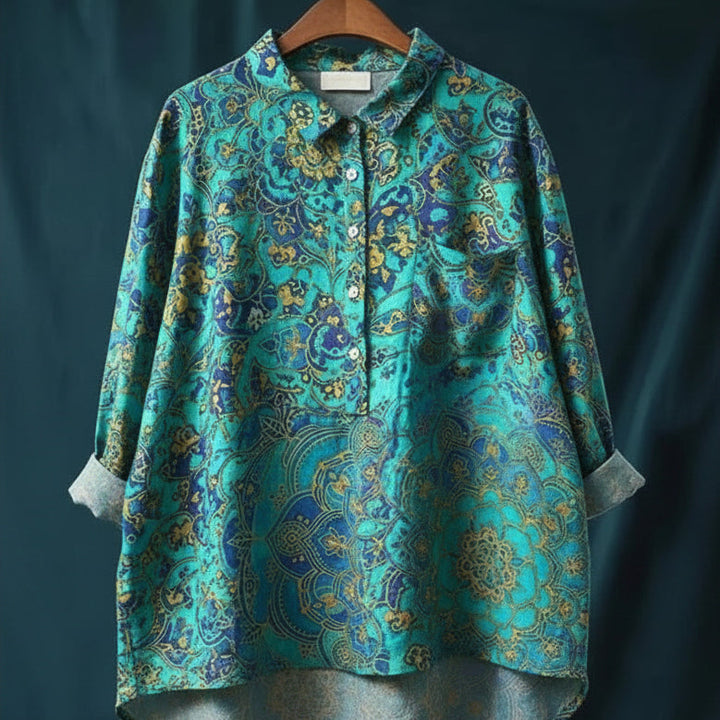Amita | Vintage-Bluse mit Blumenmuster – Bluse Damen