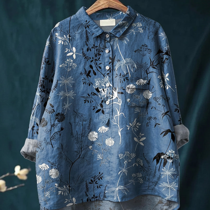 Amita | Vintage-Bluse mit Blumenmuster – Bluse Damen