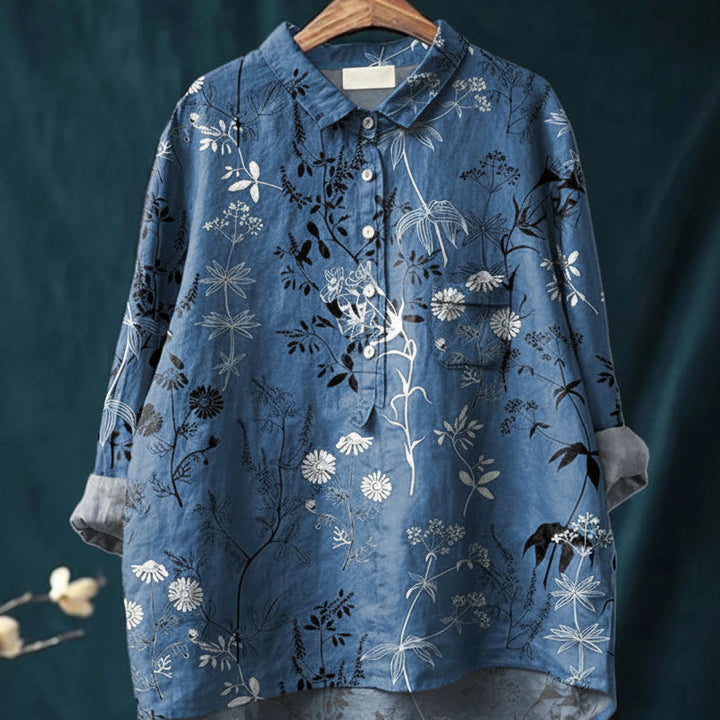Amita | Vintage-Bluse mit Blumenmuster – Bluse Damen