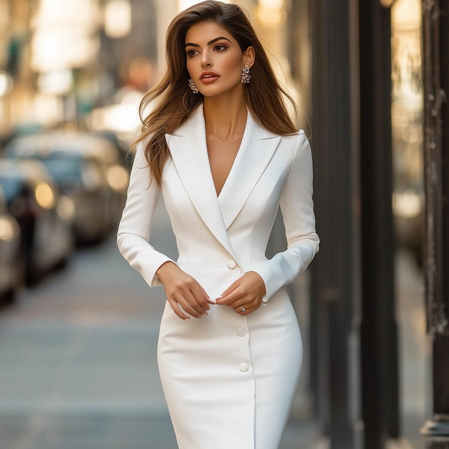 Maßgeschneidertes Blazer-Midi-Kleid für Damen | Langarm