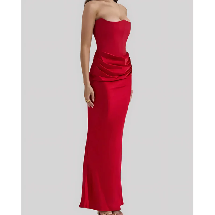 Adelgunde | Damen Maxi Kleid Für Hochzeitsgast Drapiert