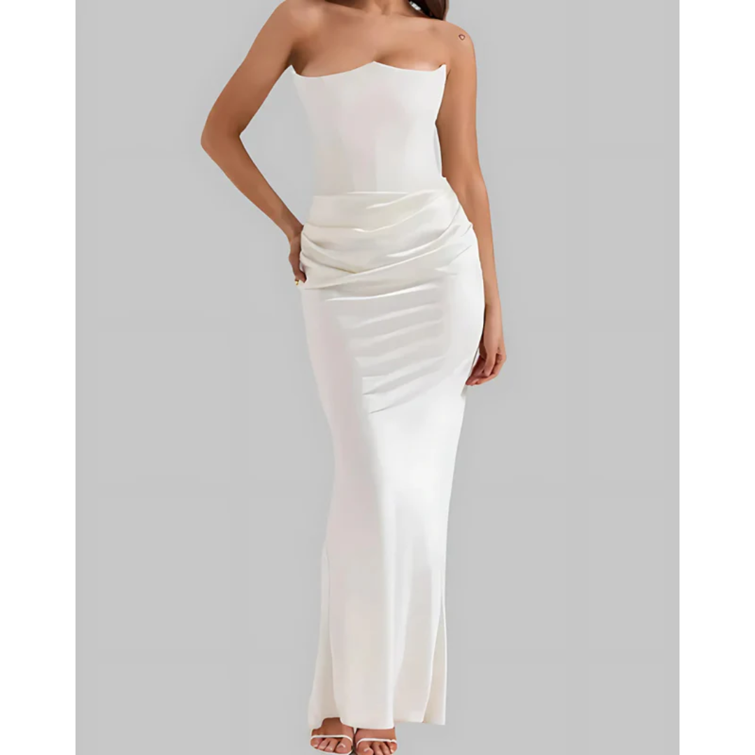Adelgunde | Damen Maxi Kleid Für Hochzeitsgast Drapiert